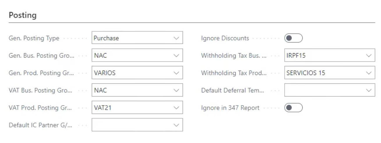 IRPF en Business Central