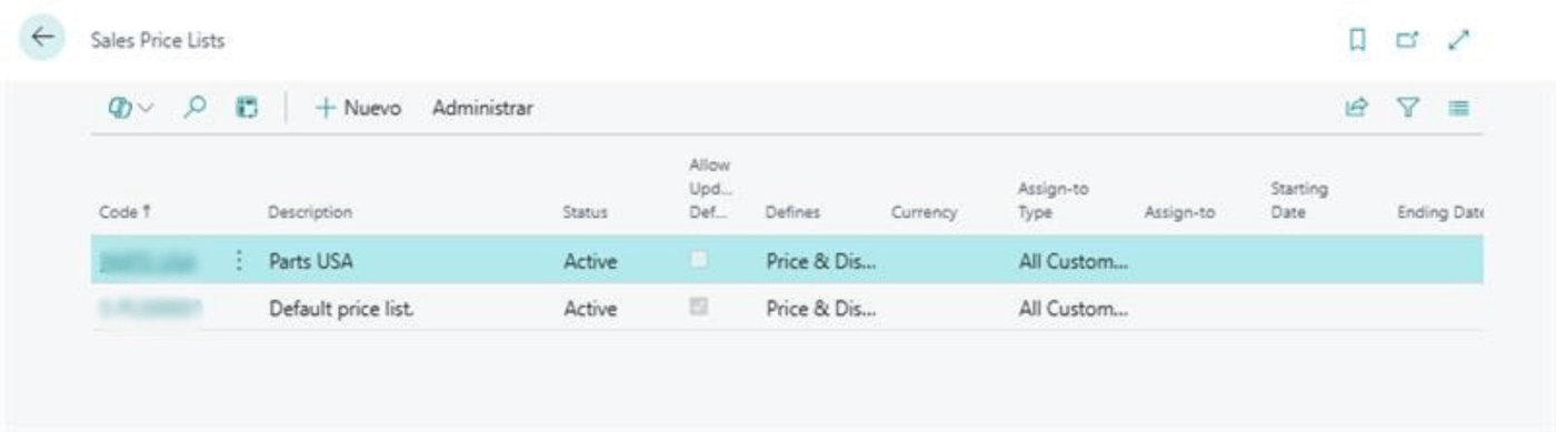 Gestión de precios de venta en Business Central por grupos de cliente.