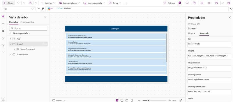 Panel de Power Apps aplicación low-code
